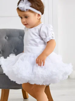 Robe de cérémonie bouffante pour petite fille + bandeau