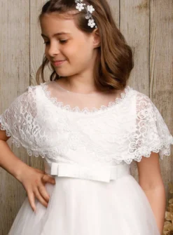 Robe de cérémonie fille avec cape dentelle Ninon