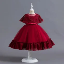 Robe de cérémonie fille avec cape dentelle Ninon