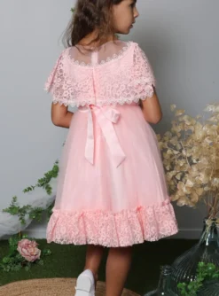 Robe de cérémonie fille avec cape dentelle Ninon