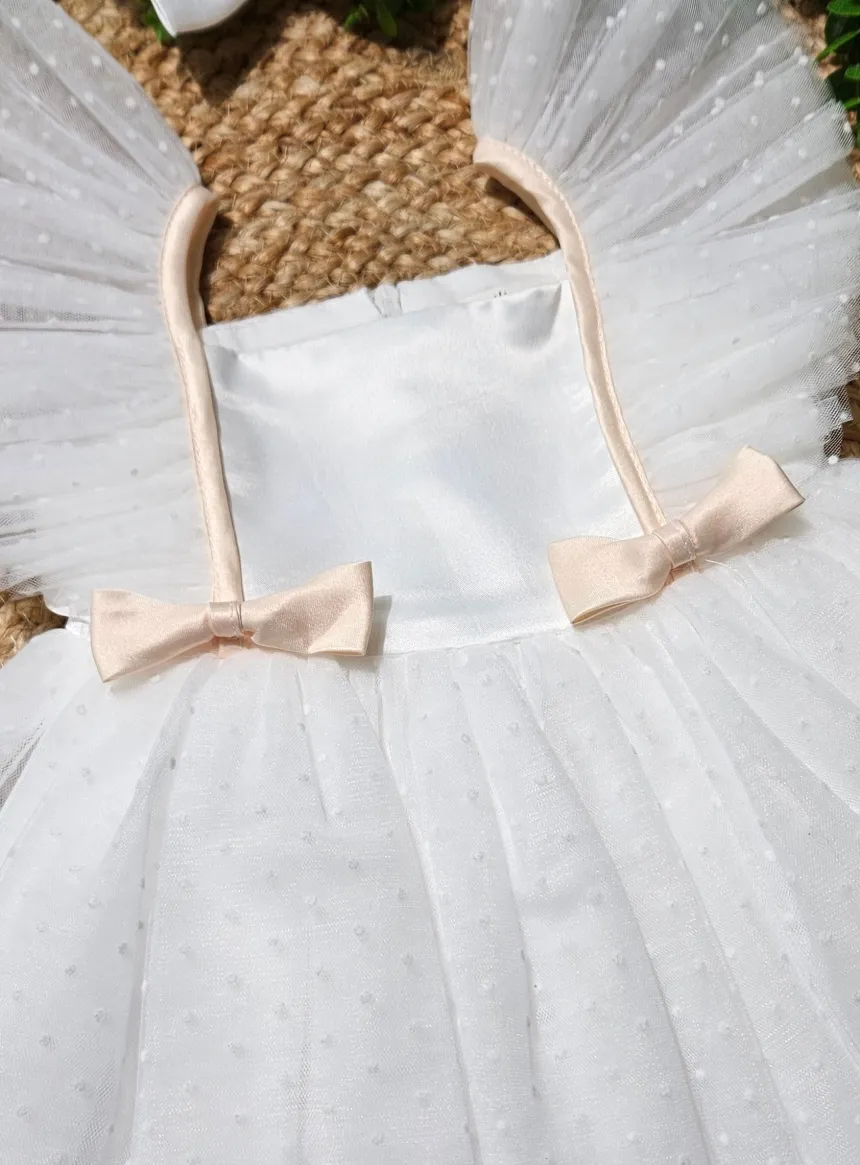 Robe de cérémonie fille ivoire en tulle