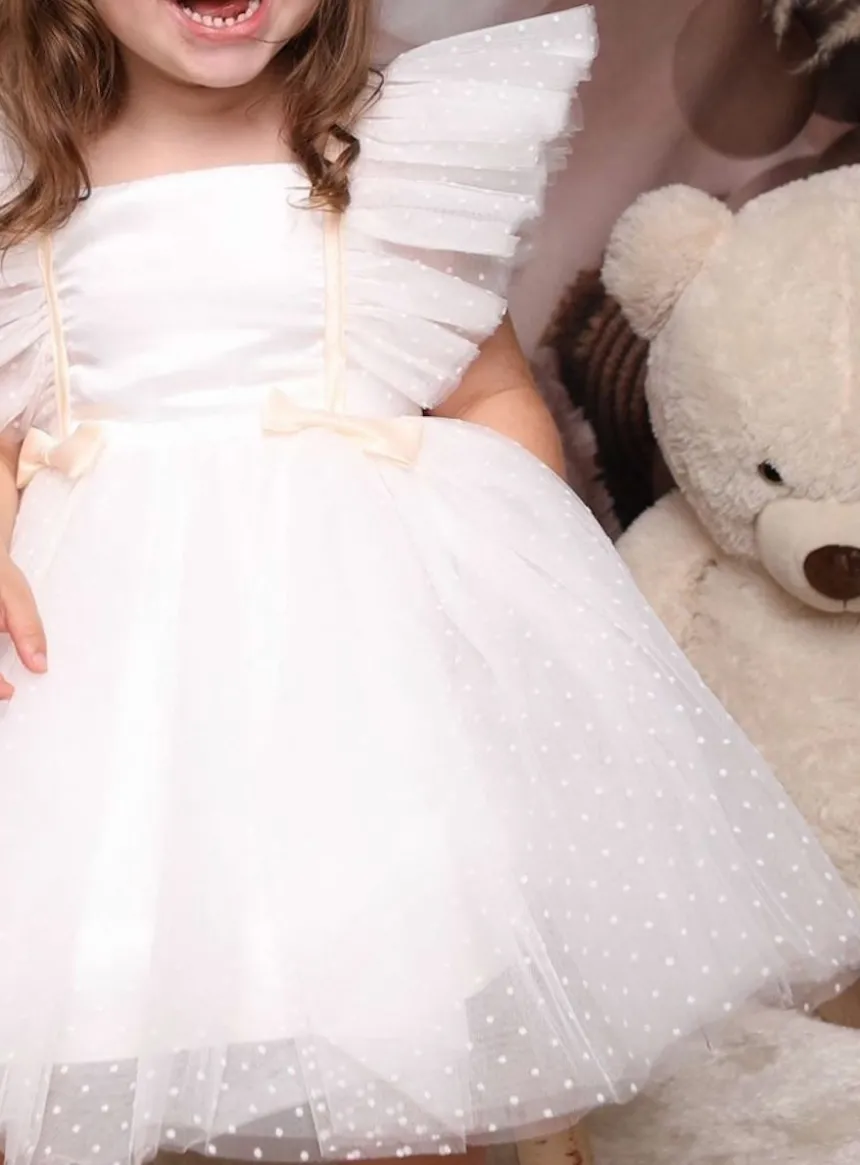 Robe de cérémonie fille ivoire en tulle