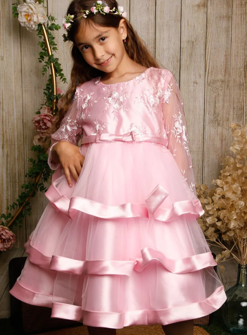 Robe de cérémonie fille manches longues Diane