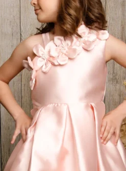 Robe de cérémonie fille Rose avec fleur