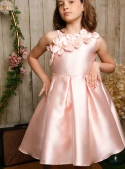 Robe de cérémonie fille Rose avec fleur