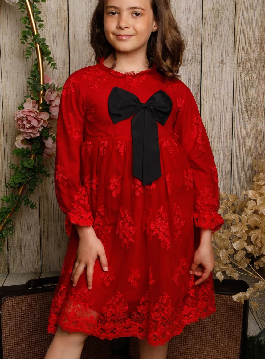 Robe de cérémonie manches longues dentelle Isis