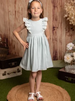 Robe de cérémonie été vert pastel petite fille collection Songe