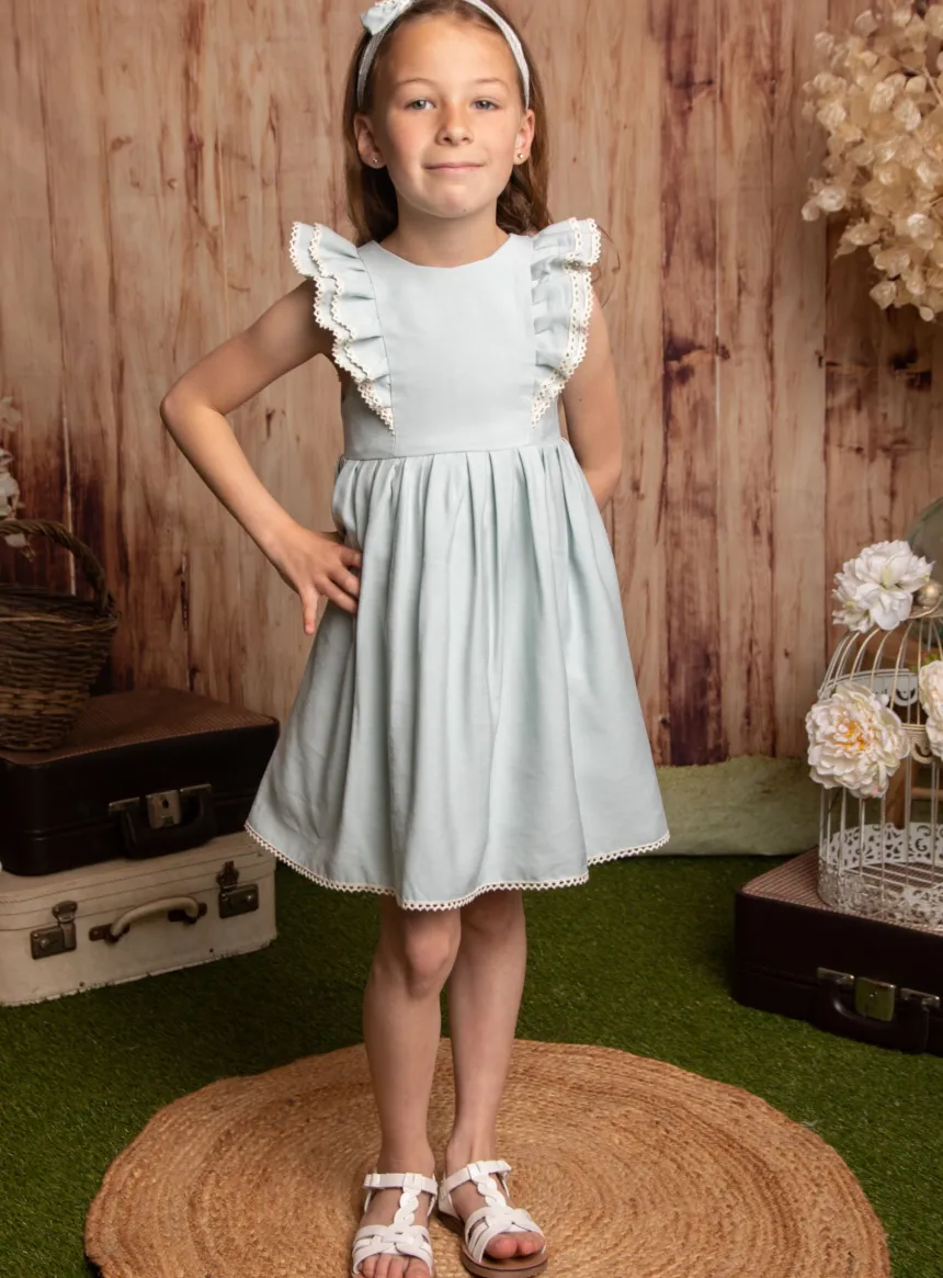 Robe de cérémonie été vert pastel petite fille collection Songe