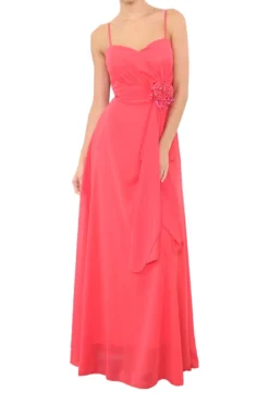 Robe de demoiselle d'honneur longue femme drapée fleur sur ceinture