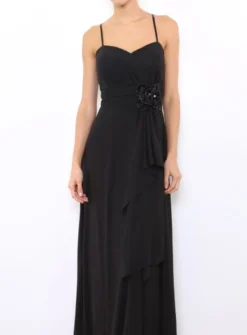 Robe de demoiselle d'honneur longue femme drapée fleur sur ceinture