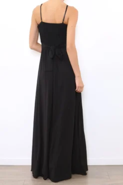 Robe de demoiselle d'honneur longue femme drapée fleur sur ceinture