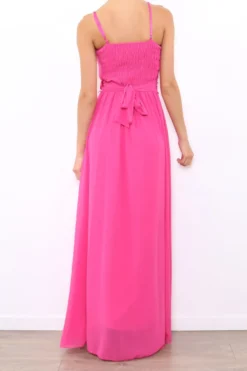 Robe de demoiselle d'honneur longue femme drapée fleur sur ceinture