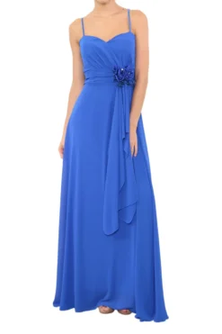 Robe de demoiselle d'honneur longue femme drapée fleur sur ceinture