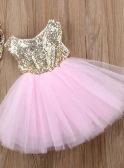 Robe de fête petite fille paillette sequin Anna