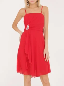 Robe demoiselle d'honneur courte femme drappée broche strass