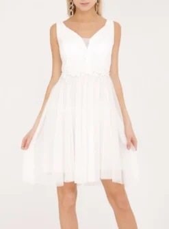 Robe demoiselle d'honneur courte femme tulle et dentelle