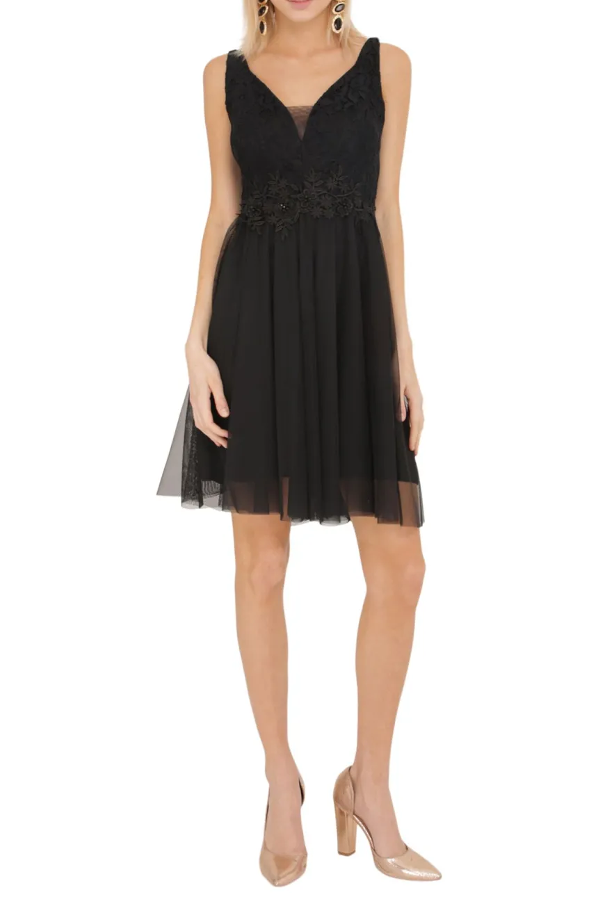 Robe demoiselle d'honneur courte femme tulle et dentelle
