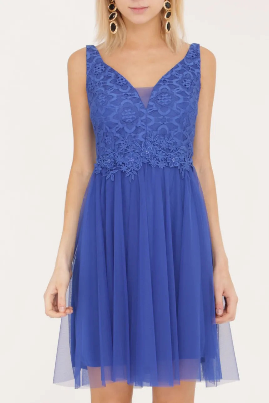 Robe demoiselle d'honneur courte femme tulle et dentelle