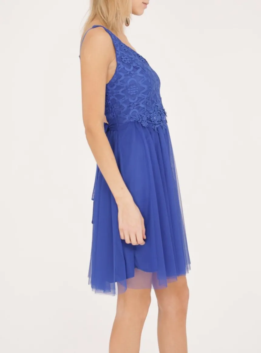Robe demoiselle d'honneur courte femme tulle et dentelle
