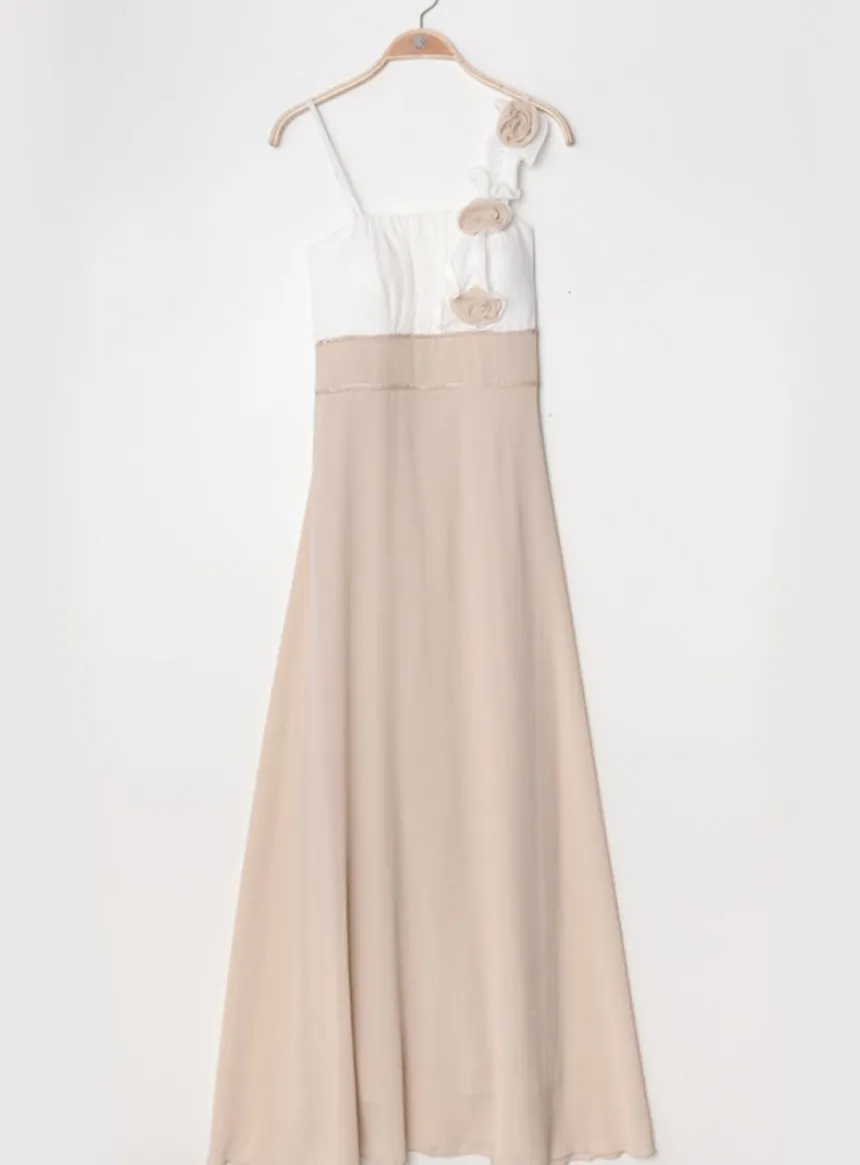 Robe demoiselle d'honneur longue femme mousseline