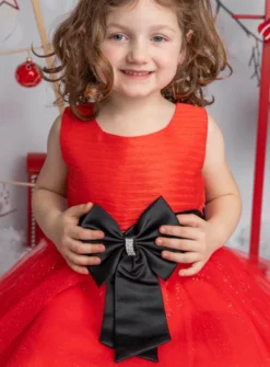 Robe de Noël / soirée fille Katia rouge et noire