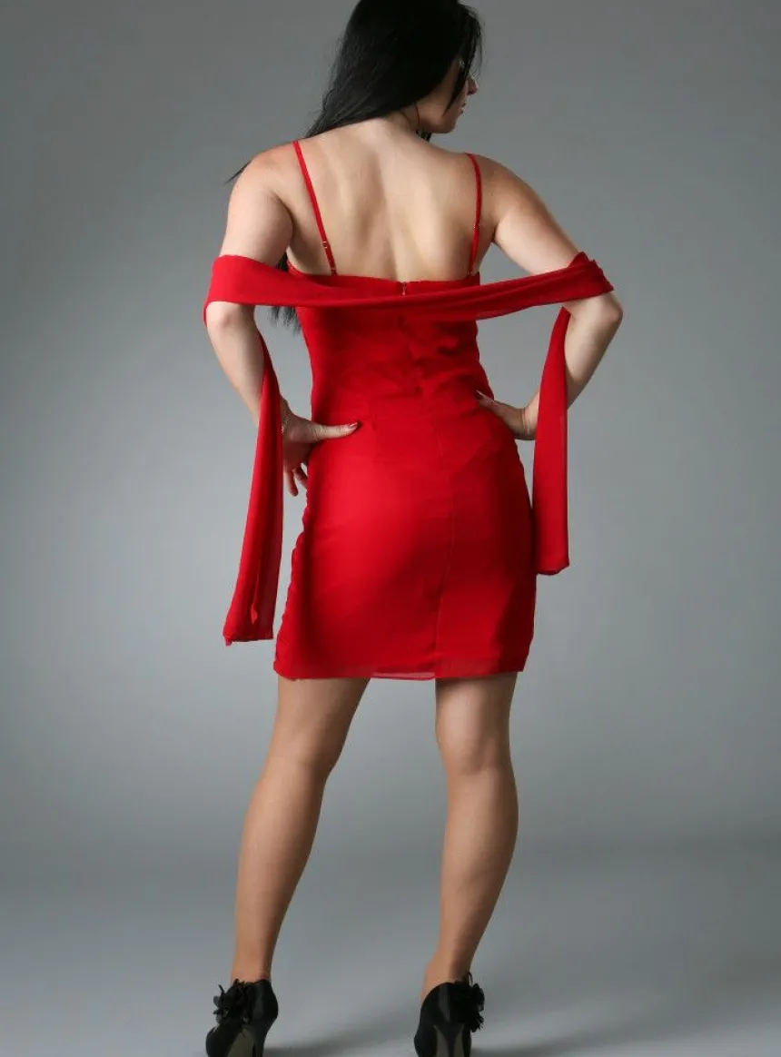 Robe de soirée courte femme Elina + étole