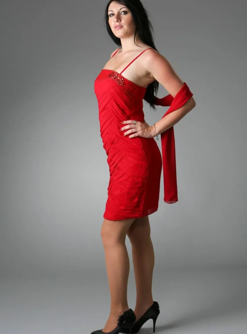 Robe de soirée courte femme Elina + étole