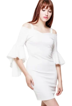 Robe de soirée courte femme Eloisa Ivoire - Ecru