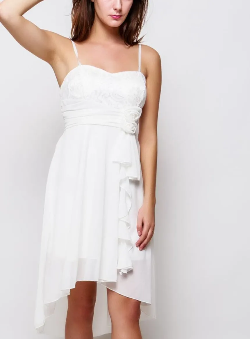 Robe de soirée courte femme Myriam Ivoire - Ecru
