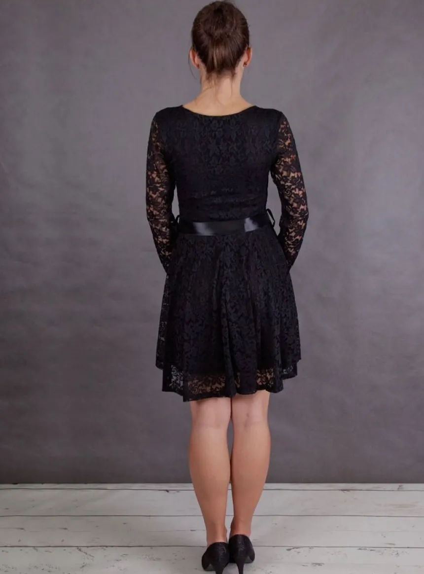 Robe de soirée courte Morrigane dentelle et ruban