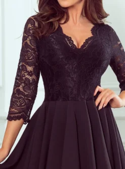 Robe de soirée femme manches dentelle