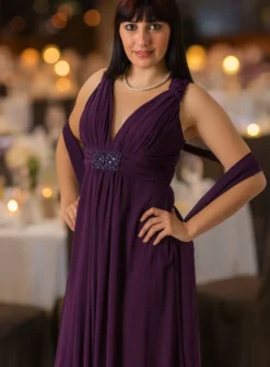 Robe de soirée grande taille longue Flavie + étole