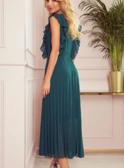 Robe de soirée longue plis fluide femme