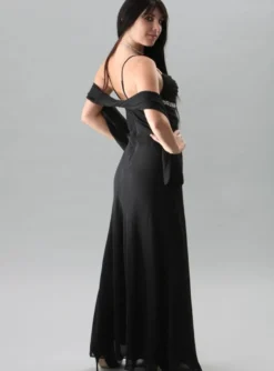 Robe de soirée longue Zoé + étole Noir 40