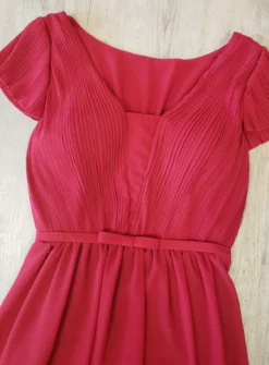 Robe longue cocktail femme en mousseline plissée