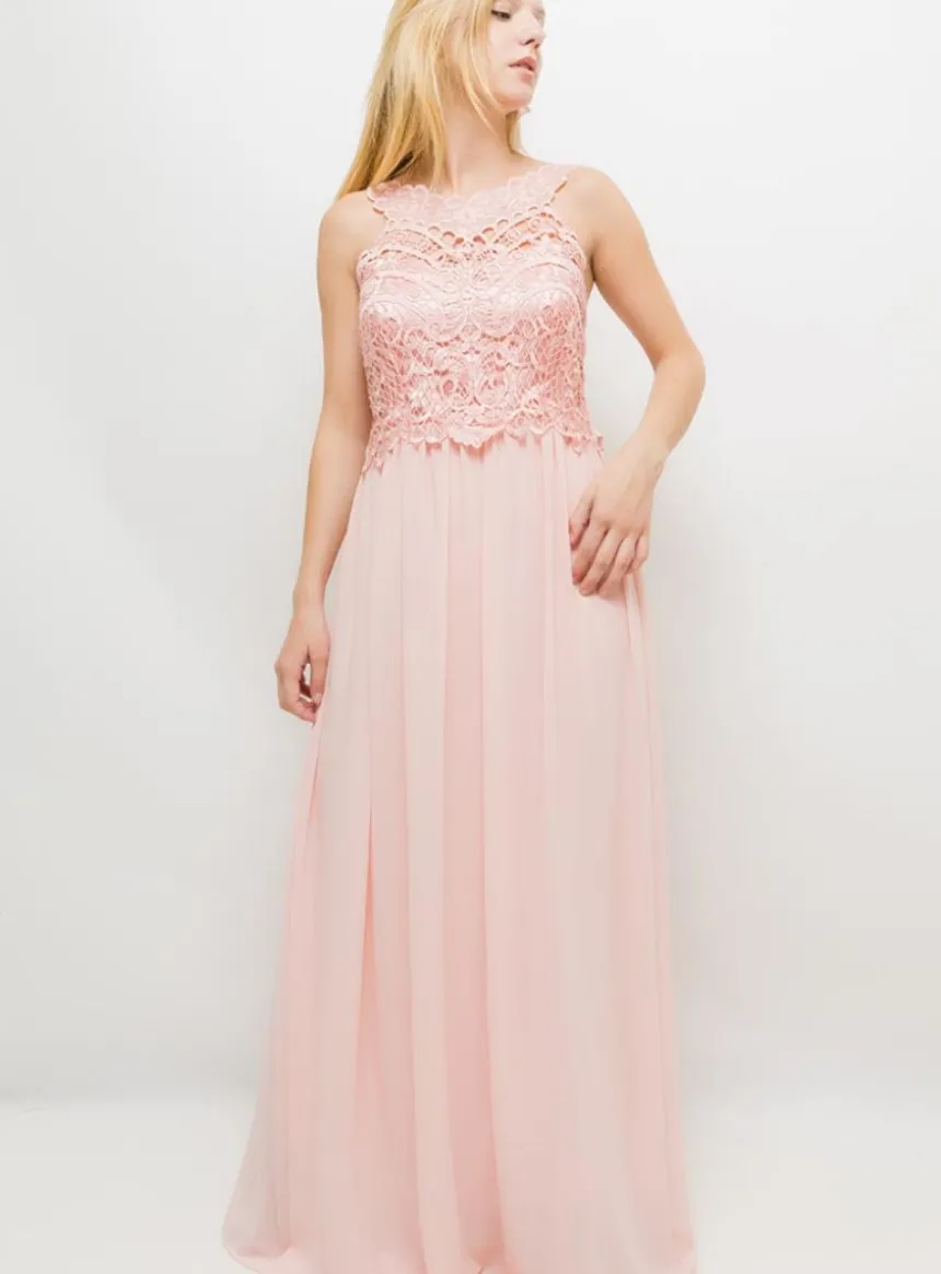 Robe mariage femme longue mousseline et dentelle
