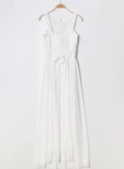 Robe mariage femme longue mousseline et dentelle