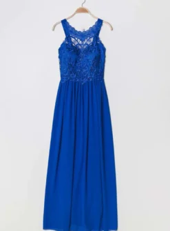 Robe mariage femme longue mousseline et dentelle