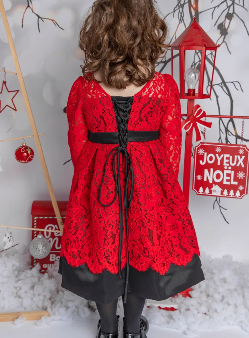 Robe Noël dentelle Fille