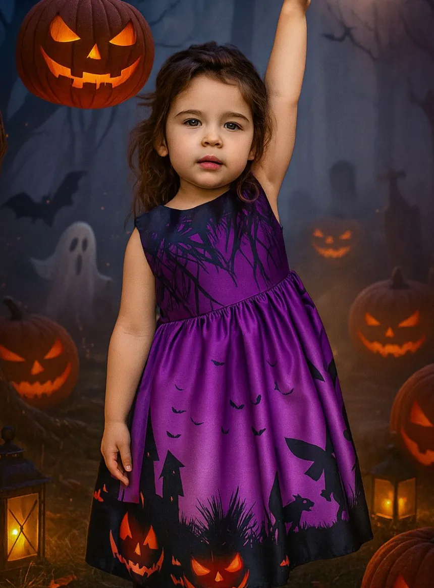 Robe tenue chic Halloween sorcière fille