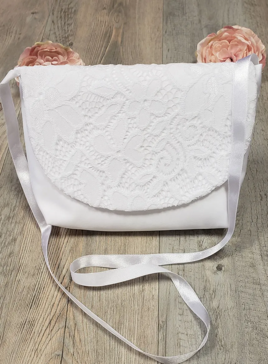 Sac de communion dessus dentelle Blanc
