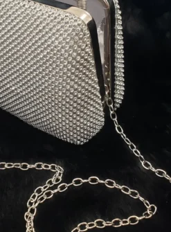 Sac de soirée rigide en strass femme