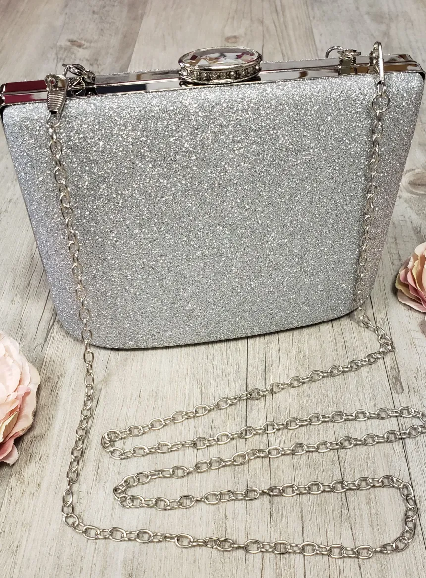 Sac Pochette rigide à paillettes femme