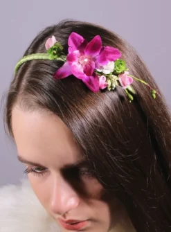 Serre tête avec fleur Rose fushia
