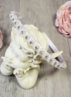 Serre tête cérémonie perles et strass Blanc