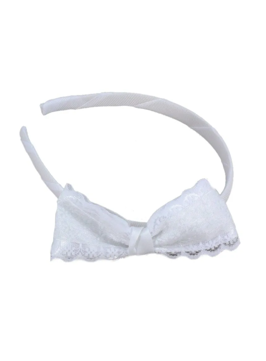 Serre Tête de cérémonie avec ruban Blanc