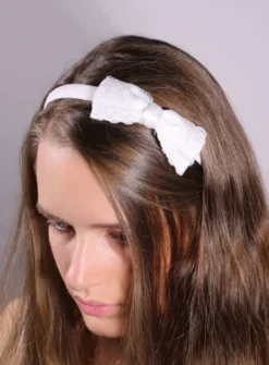 Serre Tête de cérémonie avec ruban Blanc