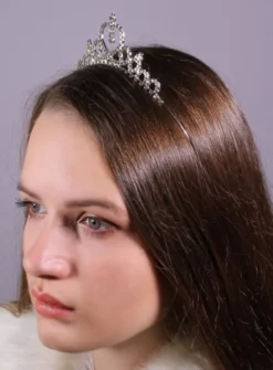Serre tête diadème couronne strass Gris argent