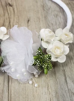Serre tête à fleur cérémonie enfant Blanc