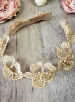 Serre tête fleurs dentelle cérémonie Fille